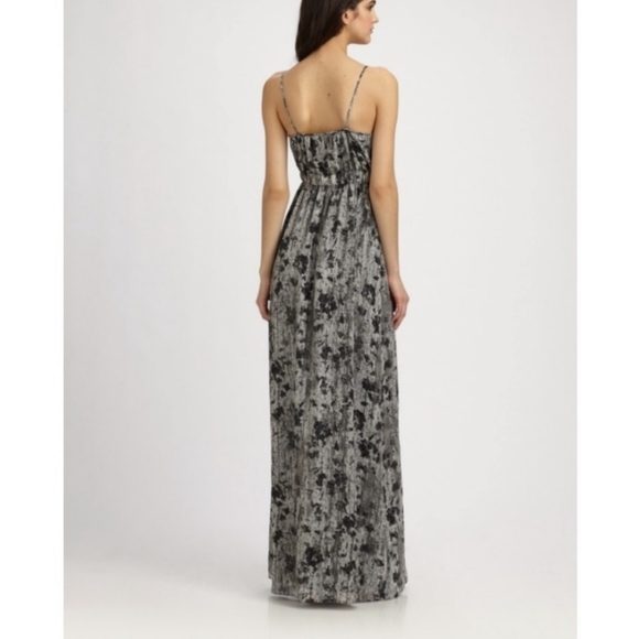 Theory Musea Silk Multi Black Shimmer Floral Maxi Dress - Picture 3 of 8